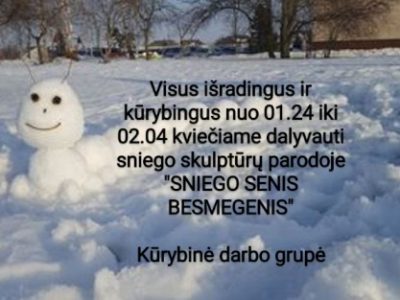 Sniego skulptūrų paroda “Sniego senis besmegenis”