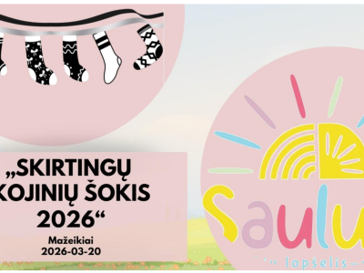 Akcija „Skirtingų kojinių šokis 2026“ Akcija „Skirtingų kojinių šokis 2026“